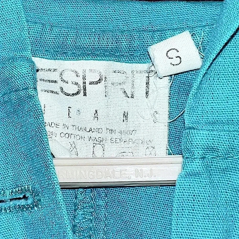 1980's Esprit Jeans Green Lightweight Denim Hooded Cropped Jacket Sz S - Picture 4 of 4